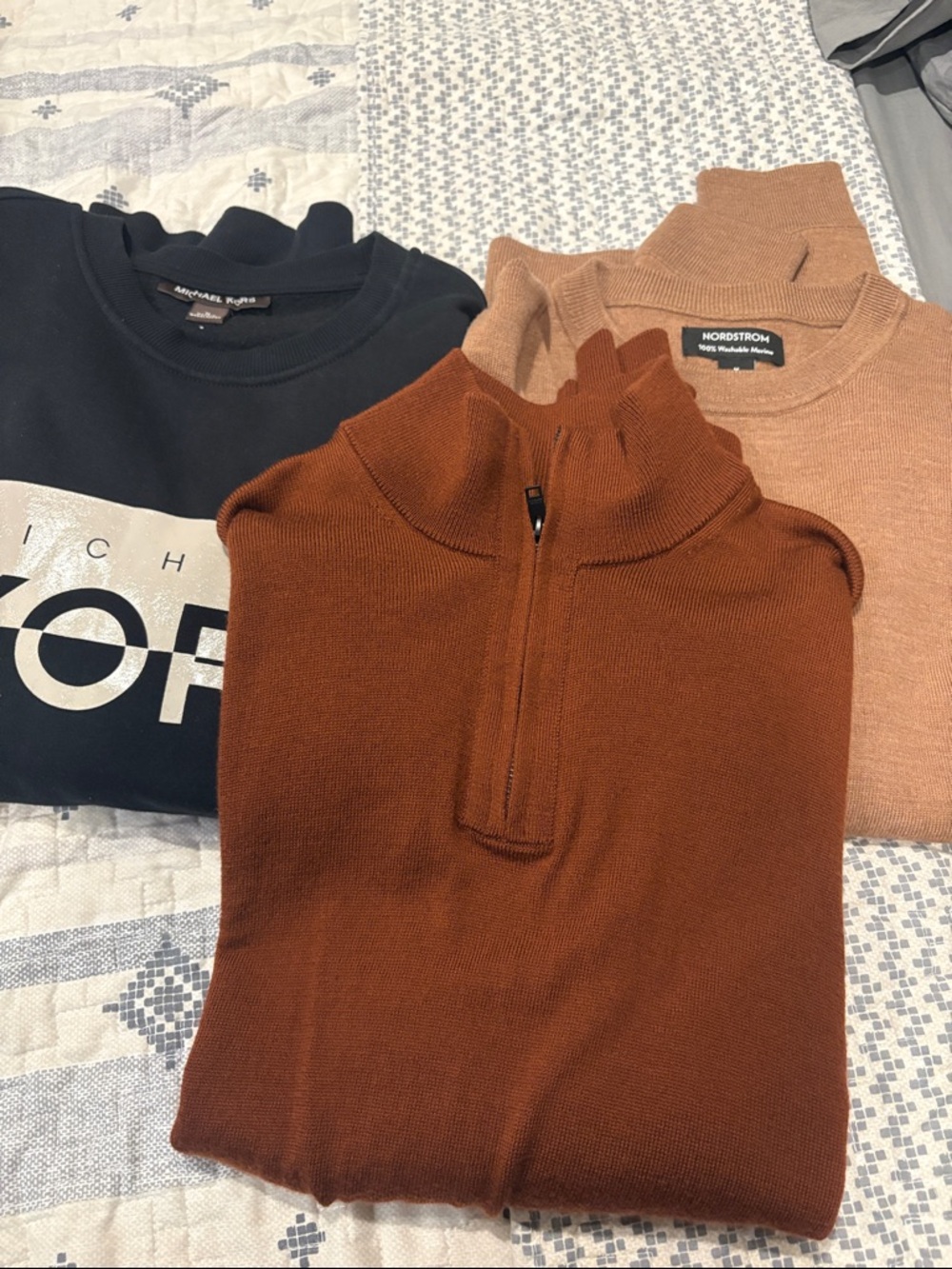 3 Items-Michael Kors Black Logo Sweatshirt with Rust Knit Top